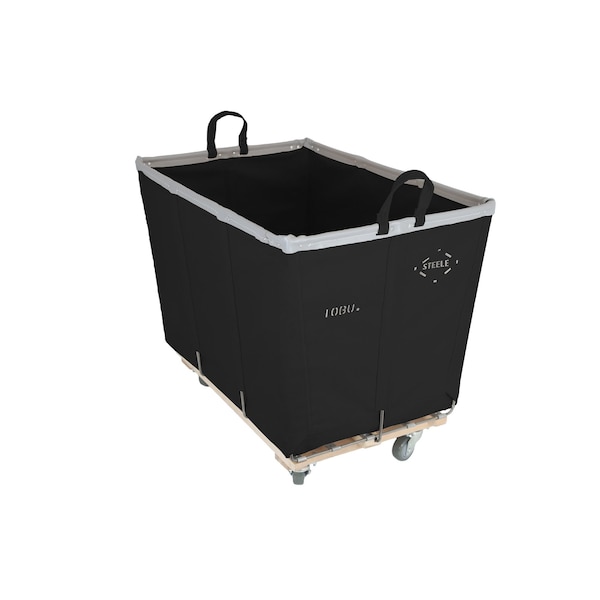 Steele Canvas Basket 10 BU Permanent Truck Black Vinyl w/Grey Vinyl - 5in Casters 9210VBLKVGRYW5 - main